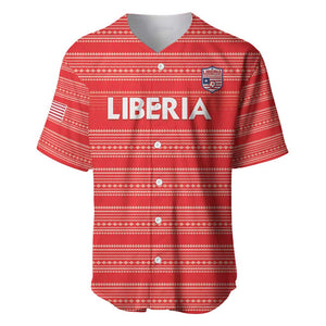 Custom Liberia Football Baseball Jersey African Tribal Pattern - Red Jersey - African Pride
