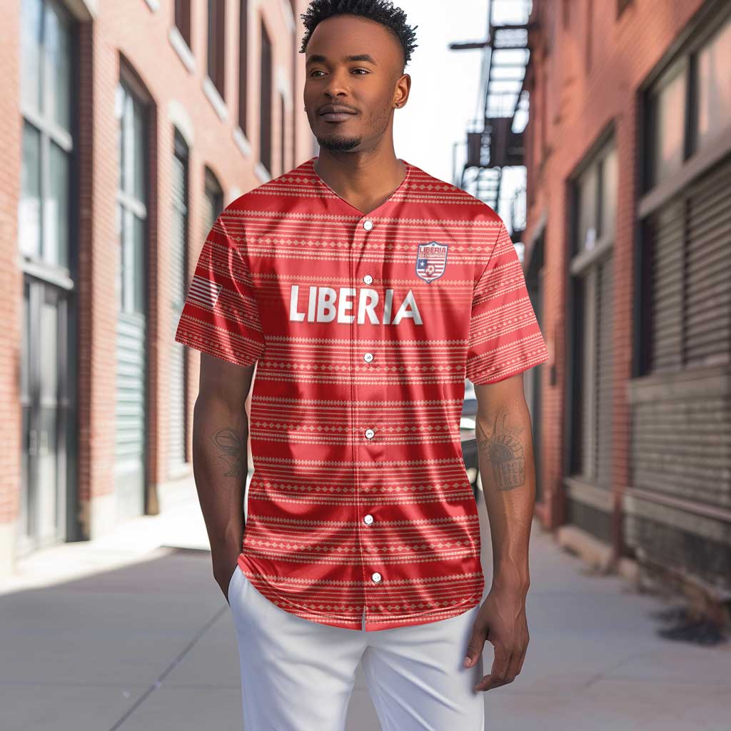 Custom Liberia Football Baseball Jersey African Tribal Pattern - Red Jersey - African Pride