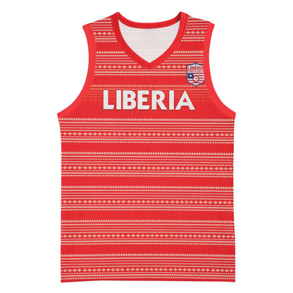 Custom Liberia Football Basketball Jersey African Tribal Pattern - Red Jersey - African Pride