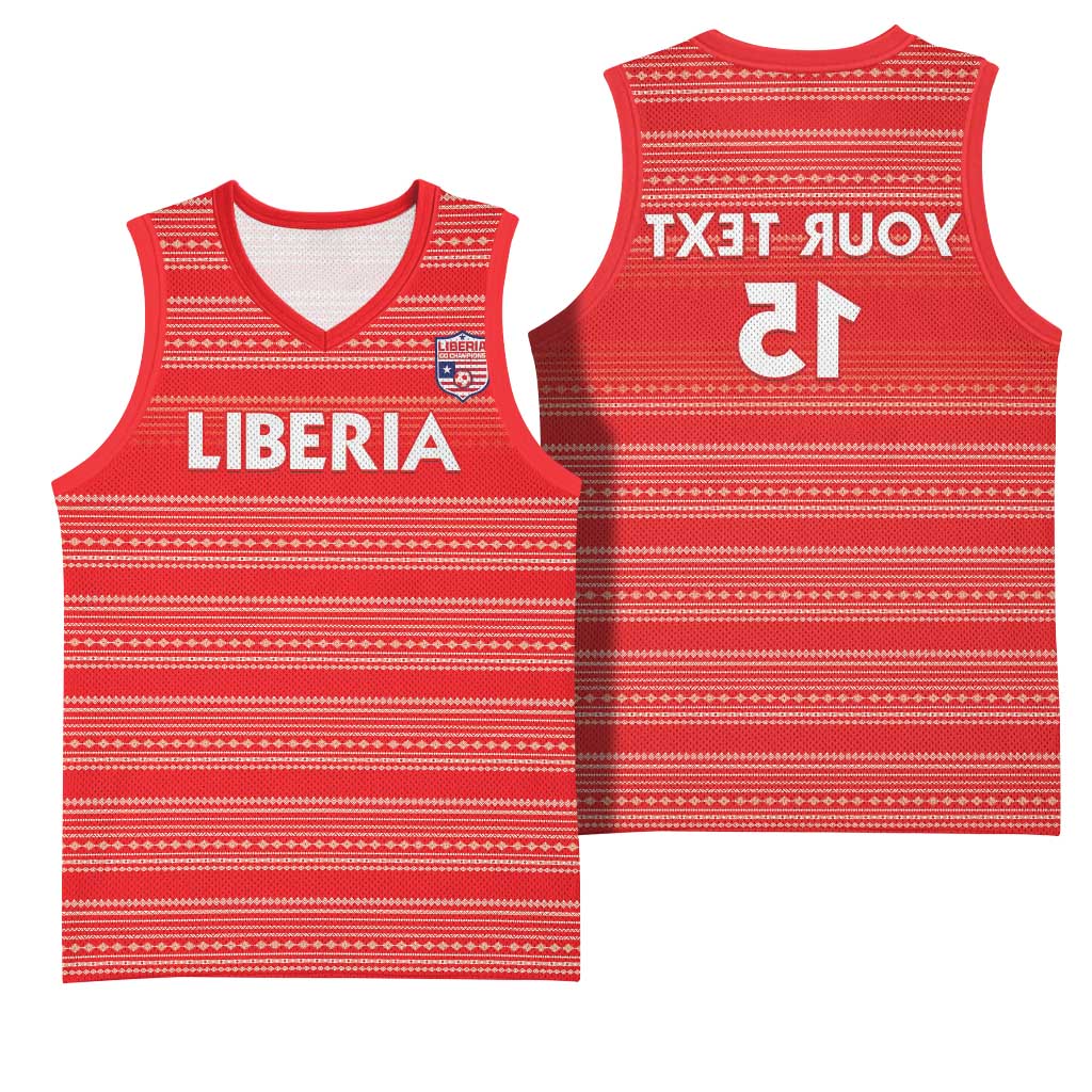Custom Liberia Football Basketball Jersey African Tribal Pattern - Red Jersey - African Pride