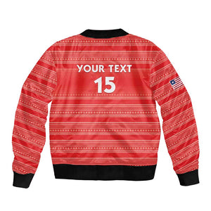 Custom Liberia Football Bomber Jacket African Tribal Pattern - Red Jersey - African Pride