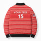 Custom Liberia Football Bomber Puffer Jacket Women Red Jersey