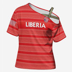 Custom Liberia Football Cross Shoulder Shirt Women Red Jersey