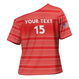 Custom Liberia Football Cross Shoulder Shirt Women Red Jersey