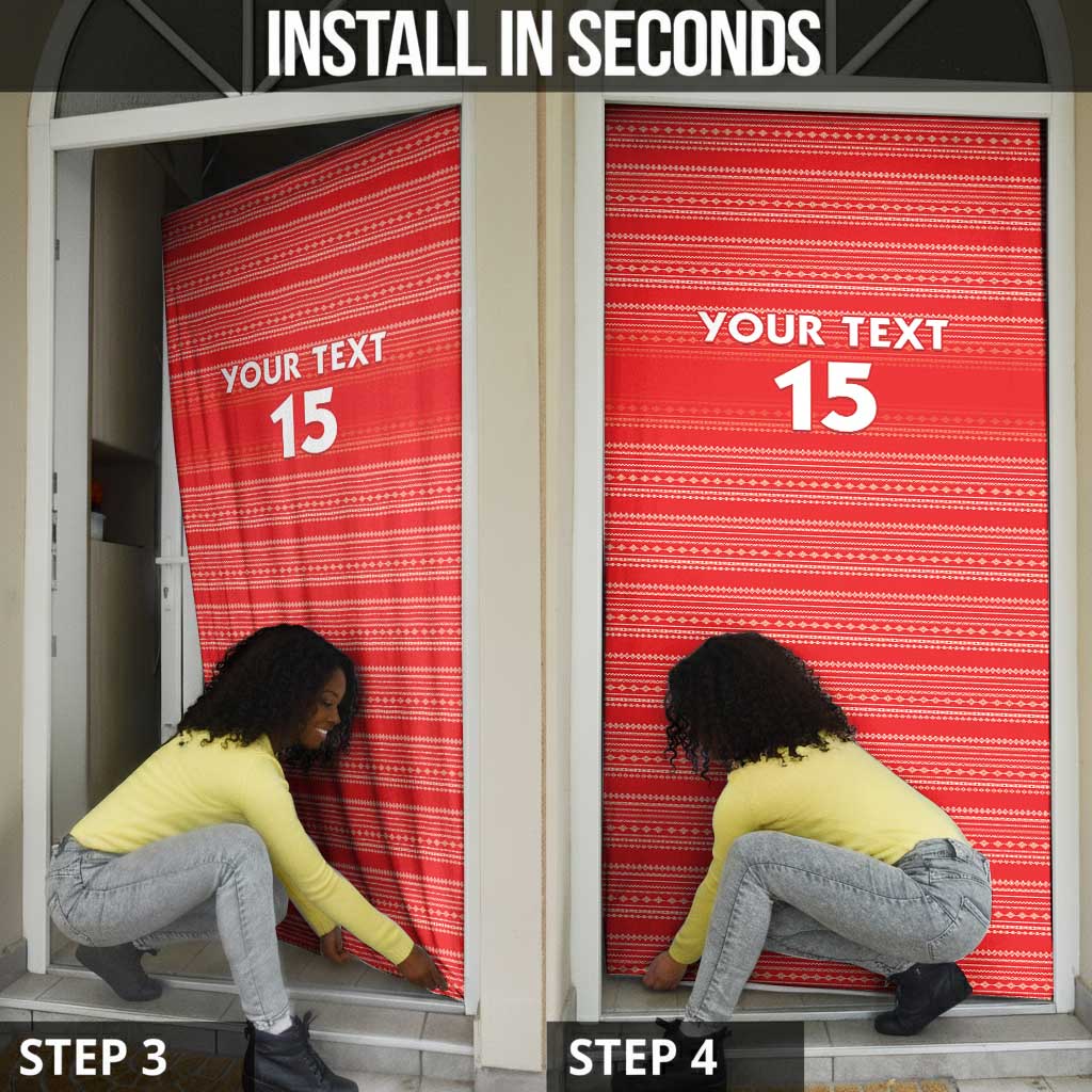 Custom Liberia Football Door Cover Women Red Jersey