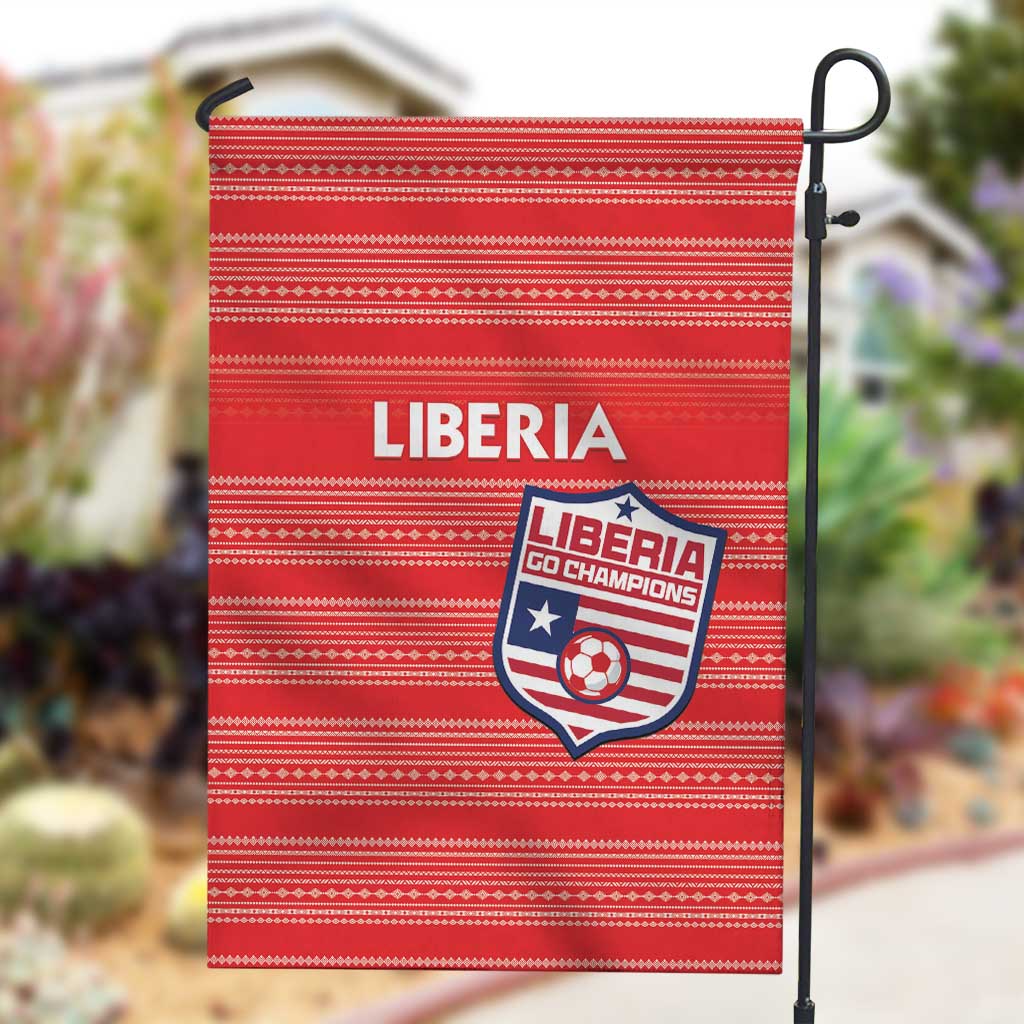 Liberia Football Garden Flag African Tribal Pattern - Red Jersey - African Pride