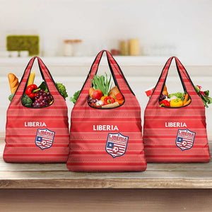 Liberia Football Grocery Bag African Tribal Pattern - Red Jersey - African Pride
