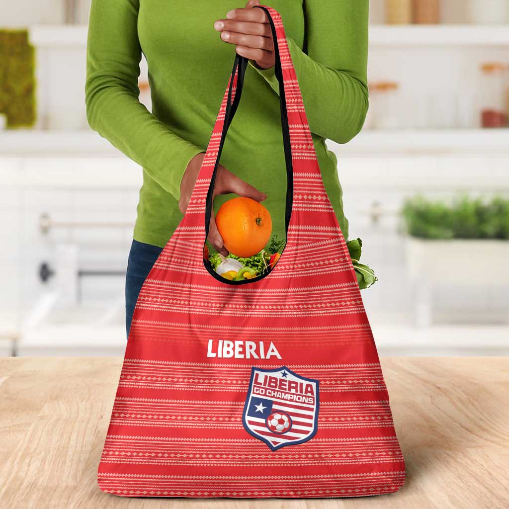 Liberia Football Grocery Bag African Tribal Pattern - Red Jersey - African Pride