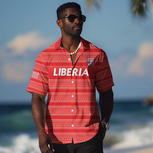Custom Liberia Football Hawaiian Shirt African Tribal Pattern - Red Jersey - African Pride