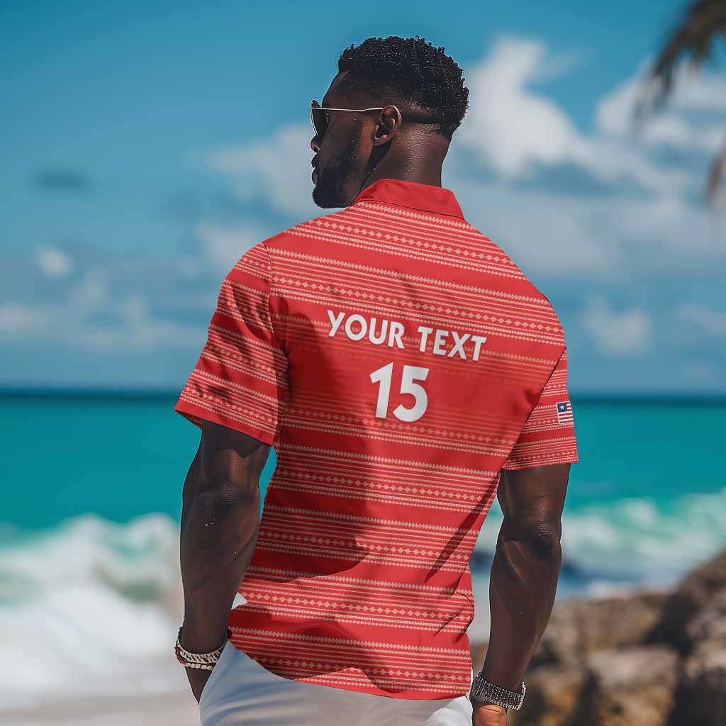 Custom Liberia Football Hawaiian Shirt African Tribal Pattern - Red Jersey - African Pride