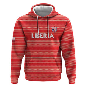 Custom Liberia Football Hoodie African Tribal Pattern - Red Jersey - African Pride