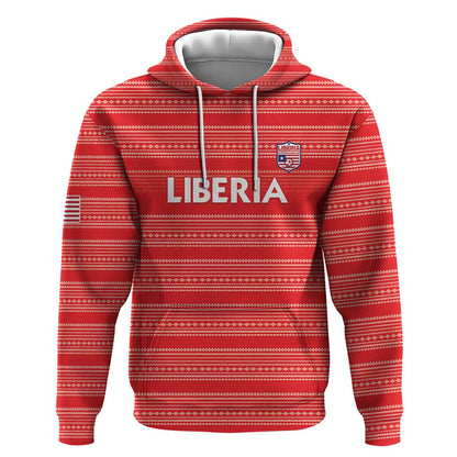 Custom Liberia Football Hoodie African Tribal Pattern - Red Jersey - African Pride