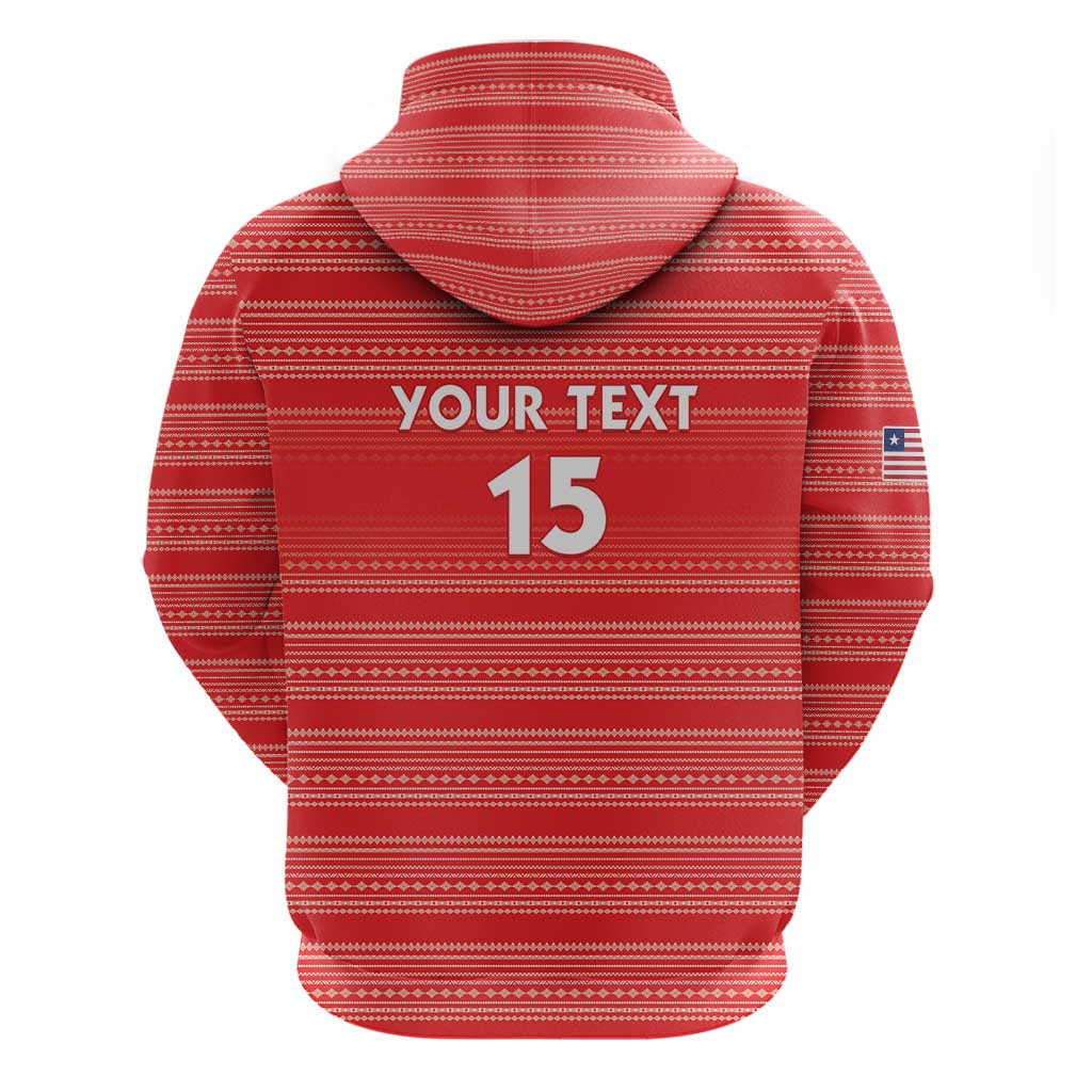 Custom Liberia Football Hoodie African Tribal Pattern - Red Jersey - African Pride