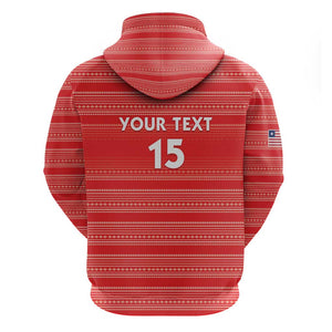Custom Liberia Football Hoodie African Tribal Pattern - Red Jersey - African Pride