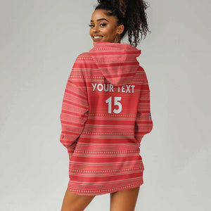 Custom Liberia Football Hoodie Dress African Tribal Pattern - Red Jersey - African Pride