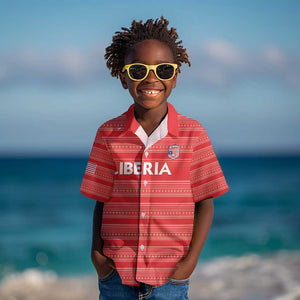 Custom Liberia Football Kid Hawaiian Shirt African Tribal Pattern - Red Jersey - African Pride