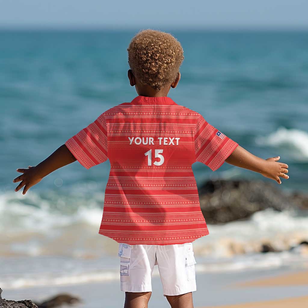 Custom Liberia Football Kid Hawaiian Shirt African Tribal Pattern - Red Jersey - African Pride