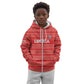 Custom Liberia Football Kid Hoodie African Tribal Pattern - Red Jersey - African Pride