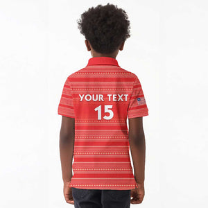 Custom Liberia Football Kid Polo Shirt African Tribal Pattern - Red Jersey - African Pride