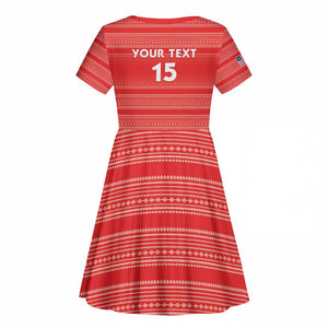 Custom Liberia Football Kid Short Sleeve Dress African Tribal Pattern - Red Jersey - African Pride