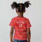 Custom Liberia Football Kid T shirt African Tribal Pattern - Red Jersey - African Pride
