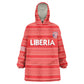 Custom Liberia Football Kid Wearable Blanket Hoodie African Tribal Pattern - Red Jersey - African Pride