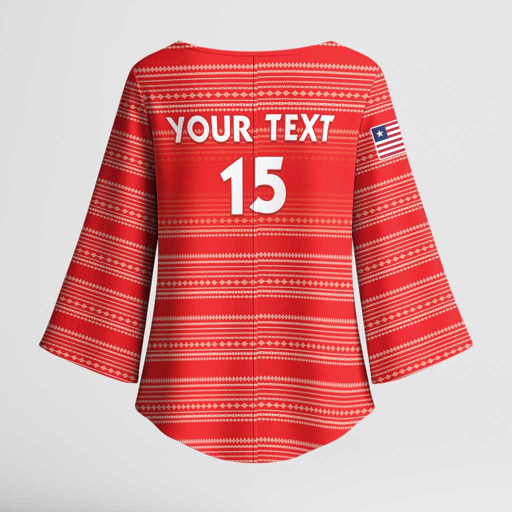 Custom Liberia Football Kimono Sleeve Blouse Women Red Jersey