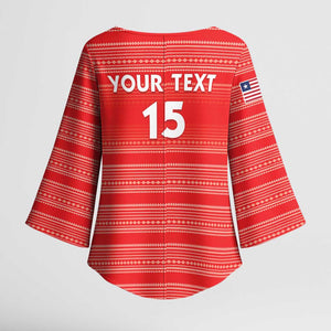 Custom Liberia Football Kimono Sleeve Blouse Women Red Jersey
