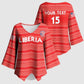 Custom Liberia Football Kimono Sleeve Blouse Women Red Jersey