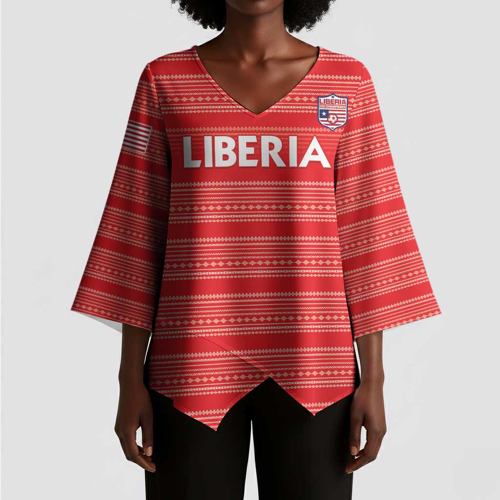 Custom Liberia Football Kimono Sleeve Blouse Women Red Jersey
