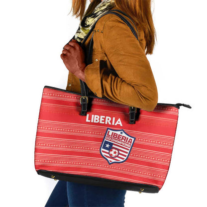 Liberia Football Leather Tote Bag African Tribal Pattern - Red Jersey - African Pride