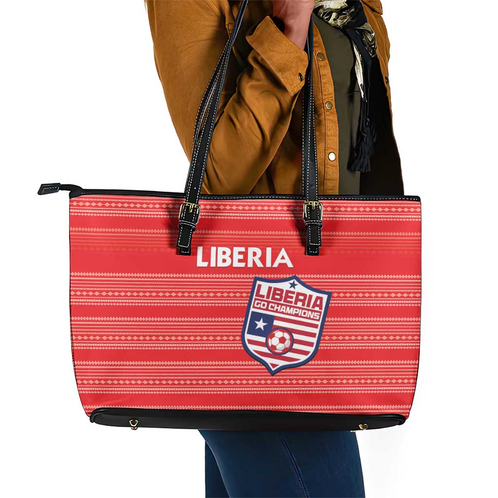 Liberia Football Leather Tote Bag African Tribal Pattern - Red Jersey - African Pride
