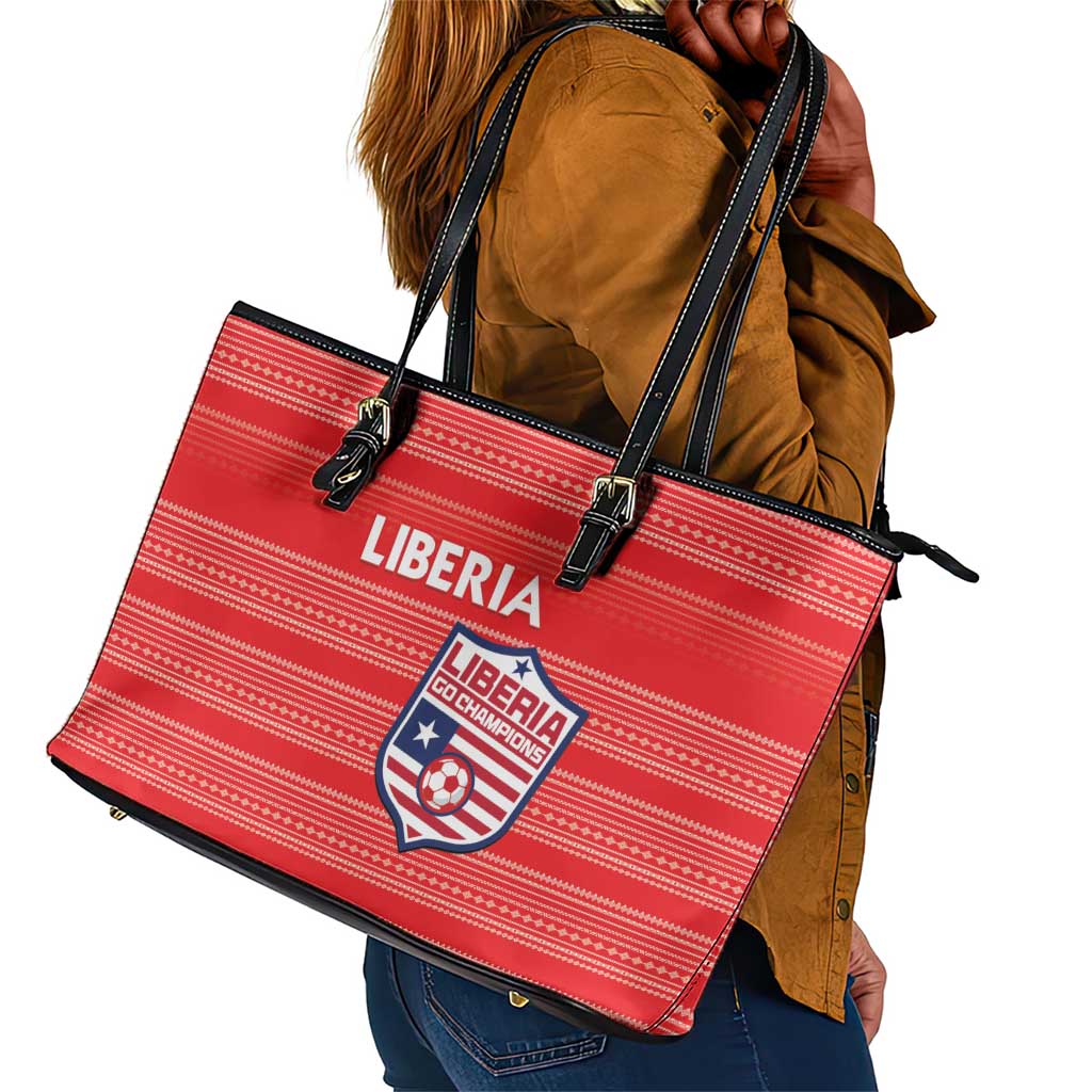 Liberia Football Leather Tote Bag African Tribal Pattern - Red Jersey - African Pride