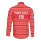 Custom Liberia Football Long Sleeve Button Shirt African Tribal Pattern - Red Jersey - African Pride