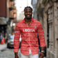 Custom Liberia Football Long Sleeve Button Shirt African Tribal Pattern - Red Jersey - African Pride