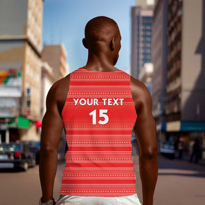 Custom Liberia Football Men Tank Top African Tribal Pattern - Red Jersey - African Pride