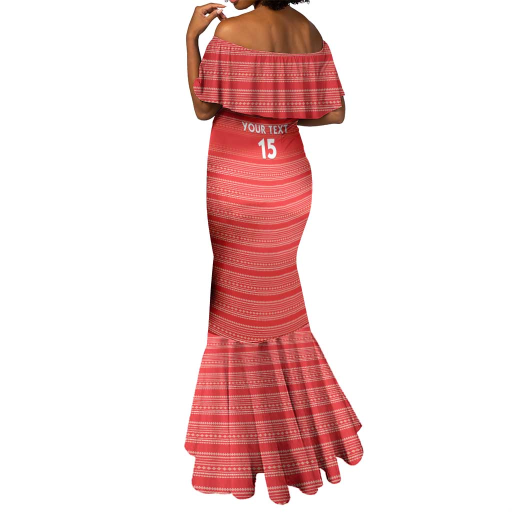 Custom Liberia Football Mermaid Dress African Tribal Pattern - Red Jersey - African Pride