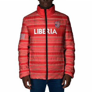 Custom Liberia Football Padded Jacket Women Red Jersey
