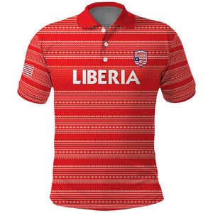 Custom Liberia Football Polo Shirt African Tribal Pattern - Red Jersey - African Pride