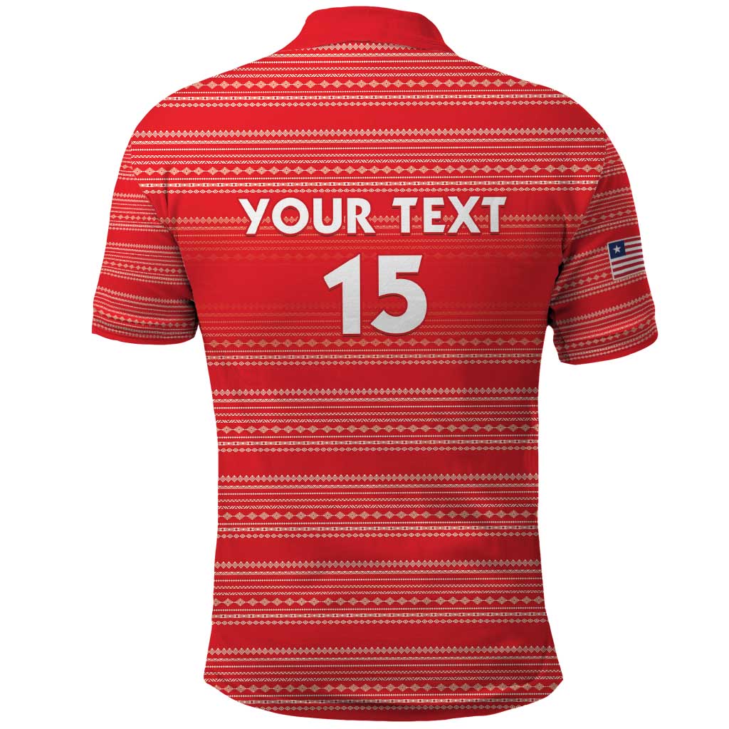 Custom Liberia Football Polo Shirt African Tribal Pattern - Red Jersey - African Pride