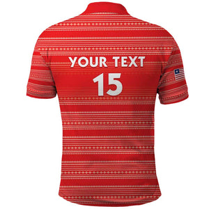 Custom Liberia Football Polo Shirt African Tribal Pattern - Red Jersey - African Pride