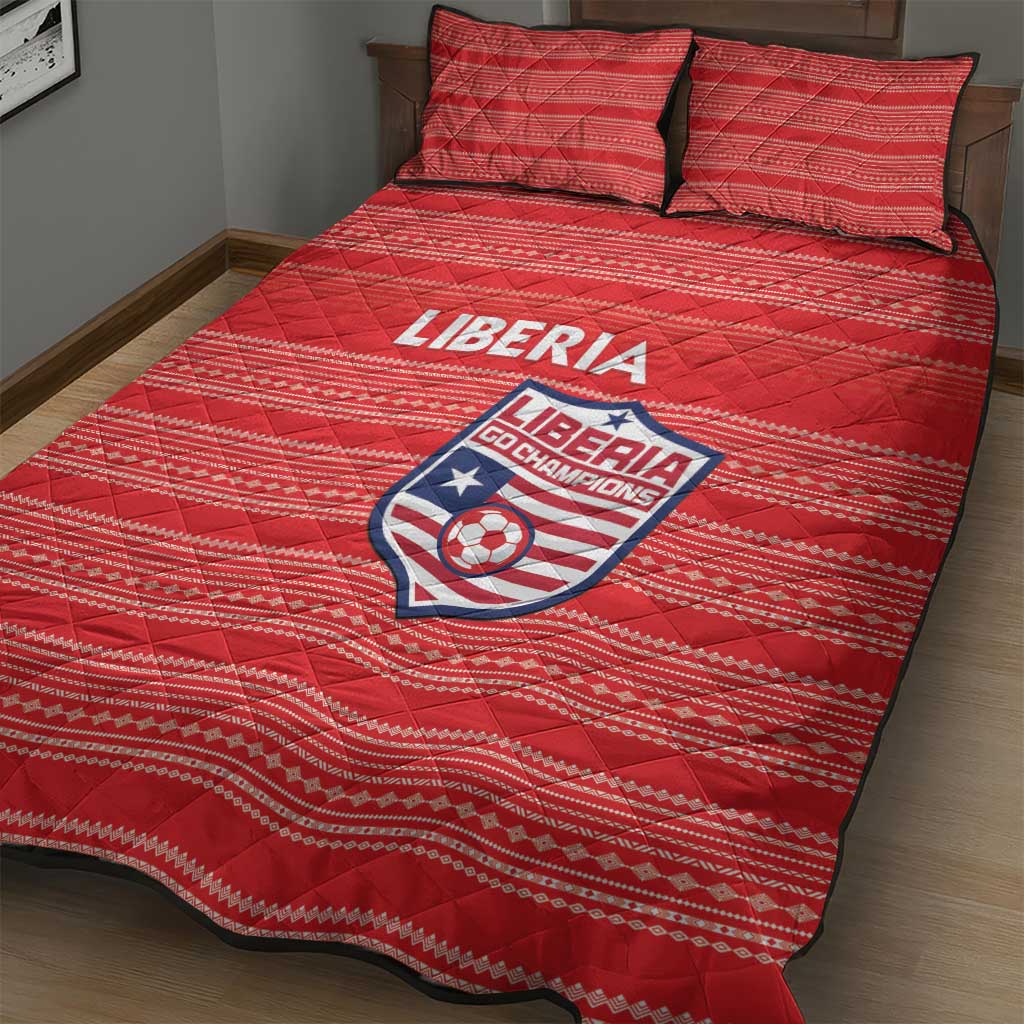 Liberia Football Quilt Bed Set African Tribal Pattern - Red Jersey - African Pride