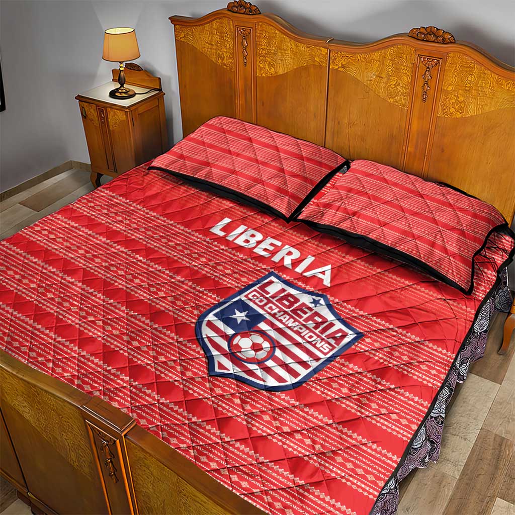 Liberia Football Quilt Bed Set African Tribal Pattern - Red Jersey - African Pride