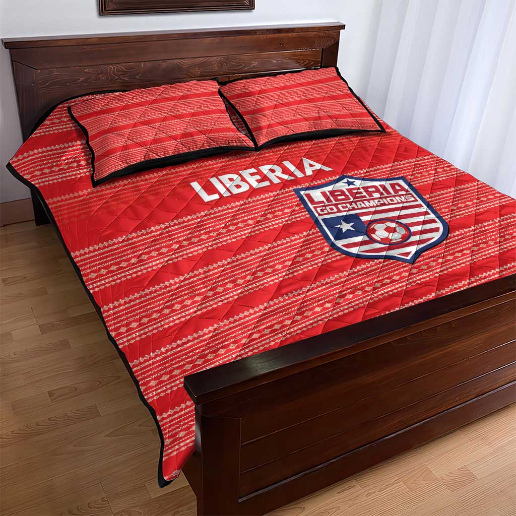 Liberia Football Quilt Bed Set African Tribal Pattern - Red Jersey - African Pride