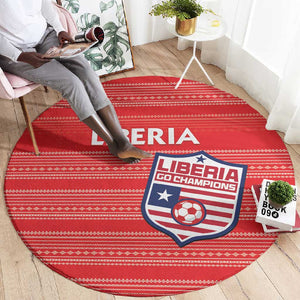 Liberia Football Round Carpet African Tribal Pattern - Red Jersey - African Pride