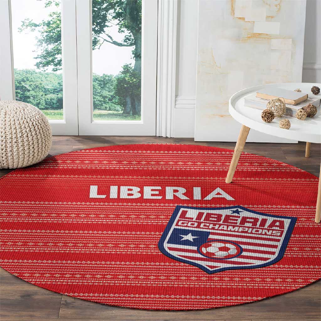 Liberia Football Round Carpet African Tribal Pattern - Red Jersey - African Pride
