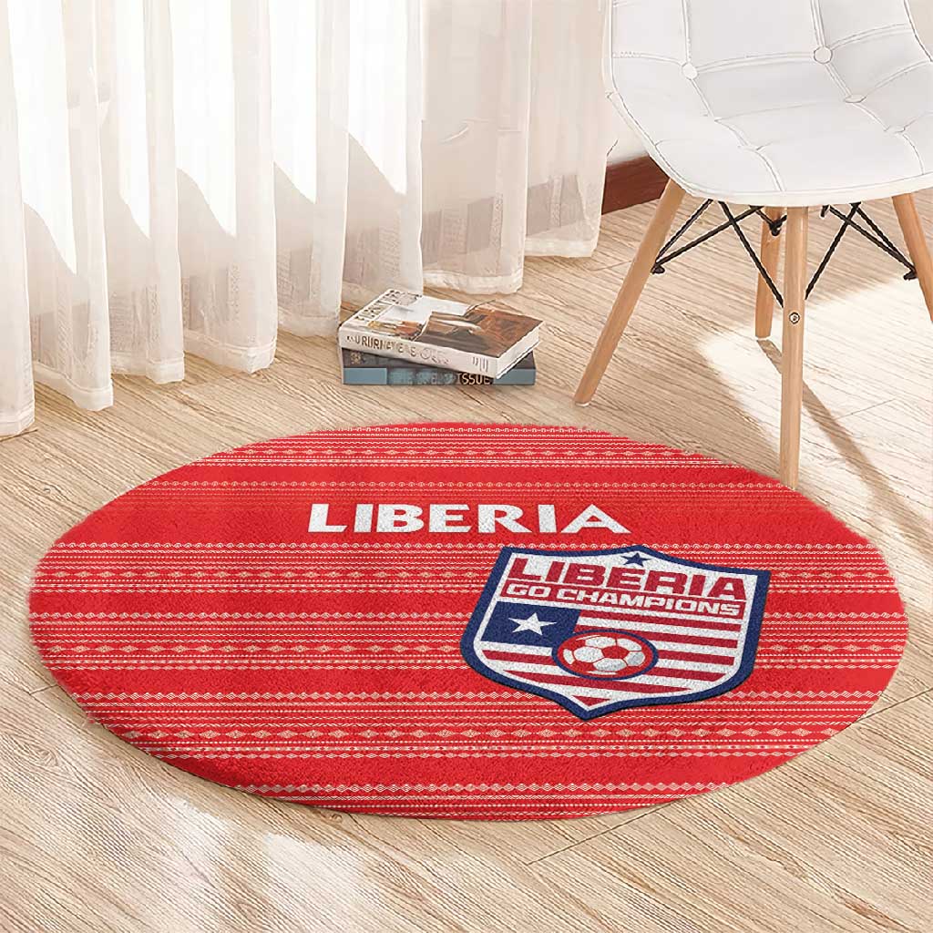 Liberia Football Round Carpet African Tribal Pattern - Red Jersey - African Pride