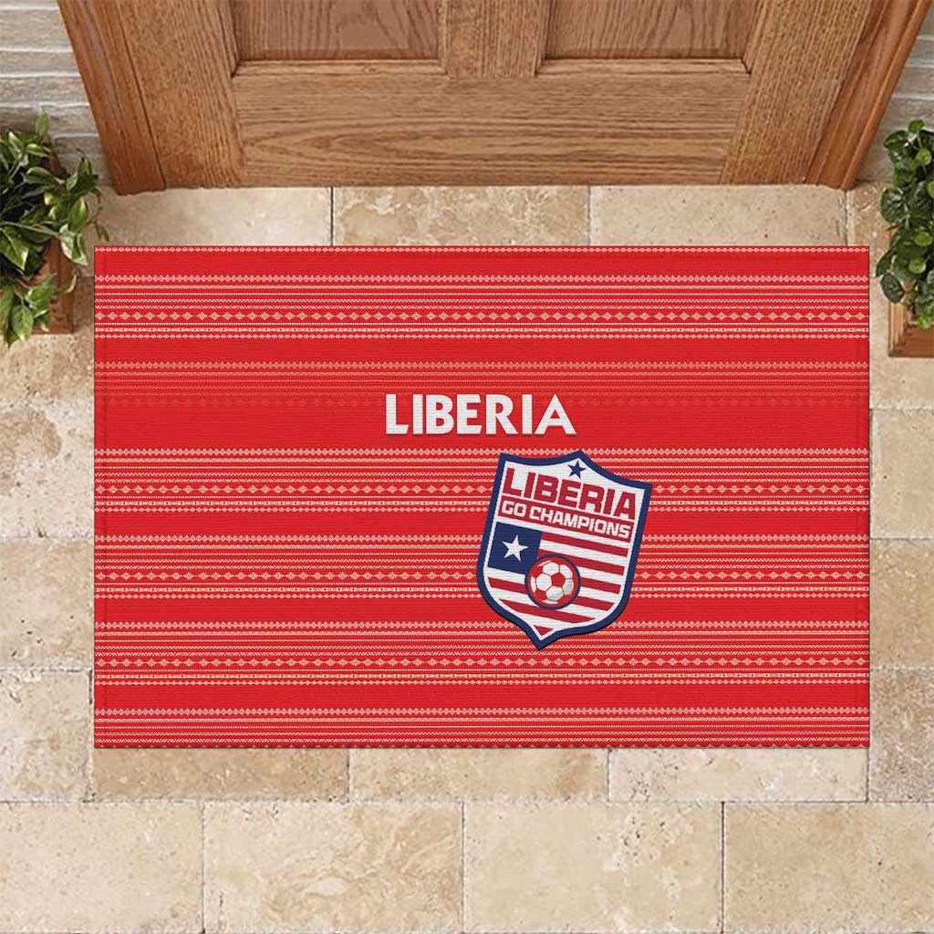 Liberia Football Rubber Doormat African Tribal Pattern - Red Jersey - African Pride