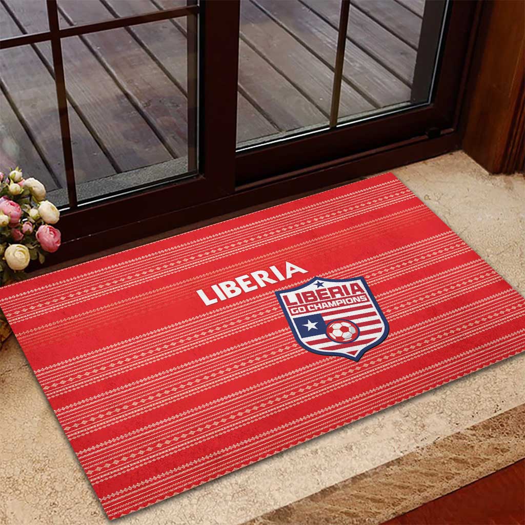 Liberia Football Rubber Doormat African Tribal Pattern - Red Jersey - African Pride