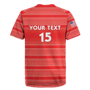 Custom Liberia Football Rugby Jersey African Tribal Pattern - Red Jersey - African Pride